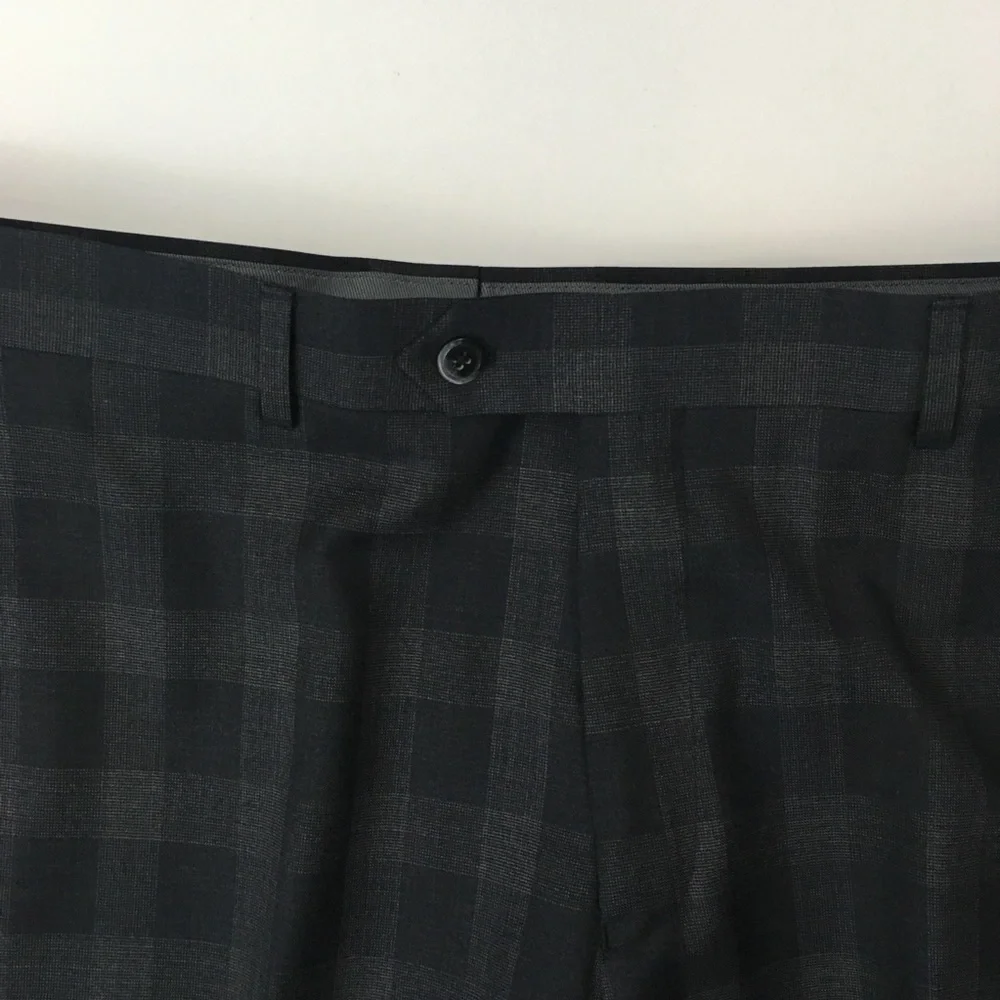 Laurentino 44s mens suit gray checks 2 piece 100% wool 2 button nwt italy ea0158